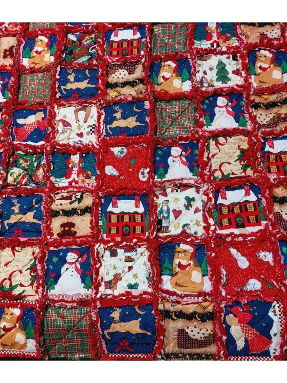 Christmas Rag Lap Throw Quilt 52